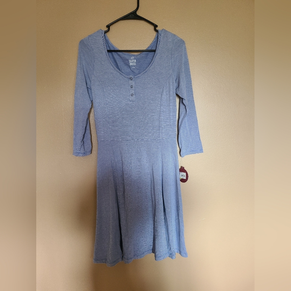 SO Blue Striped Skater Dress Women's Size Small NWT